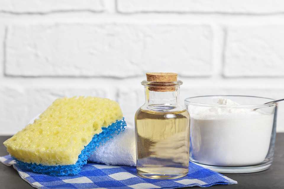 cleaning solution ingredients on kitchen counter